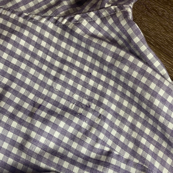 EUC Mens Antigua Medium TCU Purple & White Button down Shirt - Picture 9 of 9